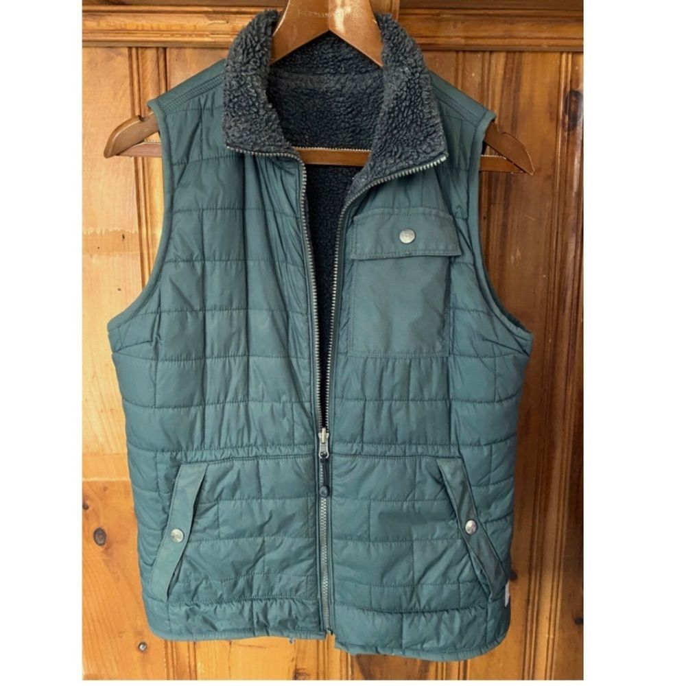 Womens Carhartt Utility Sherpa Lined Elm Green Vest Reversible Small 4/6 Fits M
